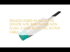 3RG4023-0KB00-PF ইন্ডাকটিভ সেন্সর, M18, 8MM রেঞ্জ নন ফ্ল্যাশ, 2-ওয়্যার AC/DC NO, 2M PUR কেবল